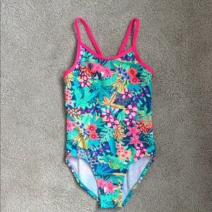 NWOT Cat & Jack Girls' Tropical Adventure One Piece Swimsuit, M (8)